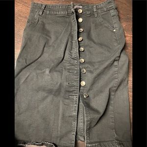 Black jean button up skirt size L